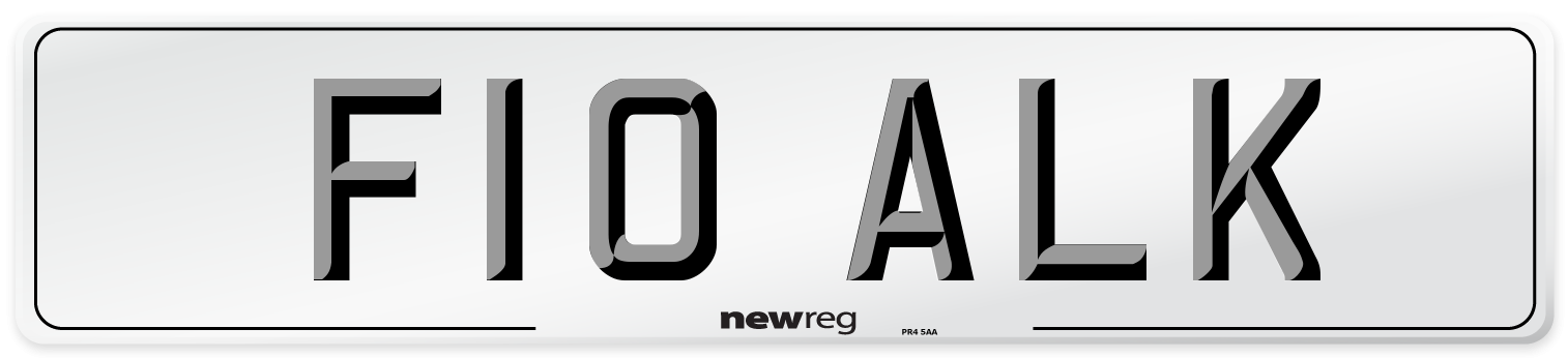 F10 ALK Number Plate from New Reg